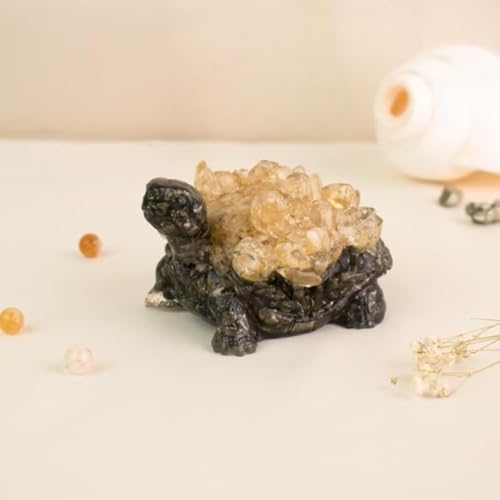 Image of Astrotalk Dhan Labh Tortoise with Pyrite & Citrine | Pyrite Tortoise for Wealth, Prosperity & Financial Growth | Tortoise for Good Luck for Home & Office | Vastu Home Decor | Housewarming Gift
