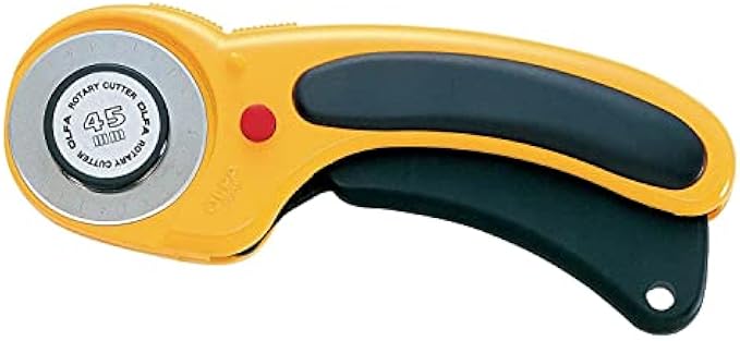 OLFA 45mm Ergonomic Rotary Knife (RTY-2/DX) - Rotary Fabric Cutter with Blade Cover and Squeeze Trigger for Quilting, Sewing, Crafts, Replacement Blades: OLFA RB45-1H