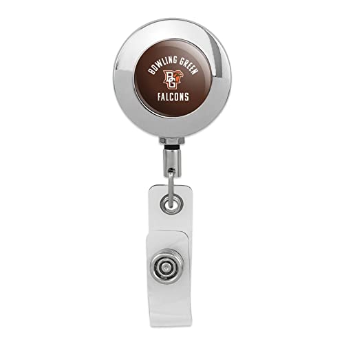 Bowling Green Falcon Retractable Reel Premium Metal Chrome Badge ID Card Holder Clip