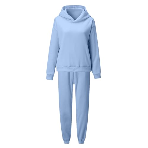 Ensemble jogging femme taille elastique avec pantalon et pullover à capuche
