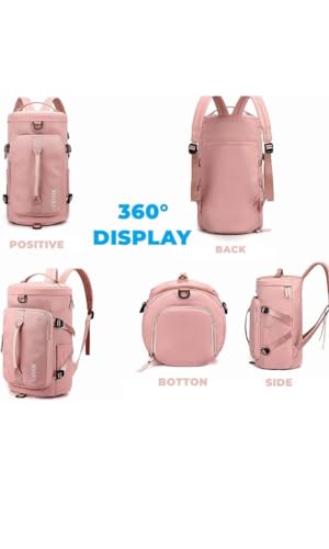 Image of 28L Polyester Gym Duffel Shoulder Bag for Women Men for Sports, Waterproof Dufflebag with Shoe and Wet Clothes Compartments Travel Backpack Workout Carry On Weekender Colour-Grey (Pink)