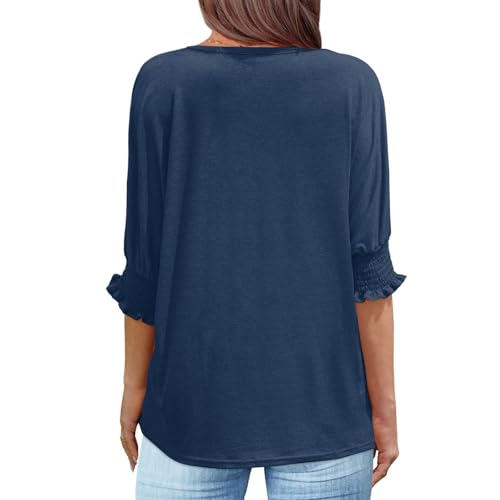 Elesomo Womens Blouses Dressy Casual Half Elbow Sleeve Loose Tee Shirts Tops Fall Outfits2