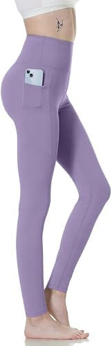 KOWBEAR Workout Leggings Women's Yoga Leggings High Waist 4-Way Stretch Slim Yoga Pants Casual Sports Running Tights Purple M