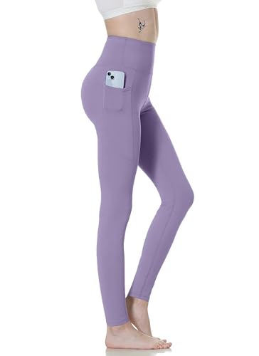 Kowbear Workout Leggings Women's Yoga Leggings High Waist 4-Way Stretch Slim Yoga Pants Casual Sports Running Tights Purple M #TOP1