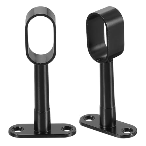 QUARKZMAN 2Pcs Support de Barre de Penderie Réglable, Support de Tringle à Vêtements Accessoires de Garde-Robe pour Chambre Salle de Bain, Noir