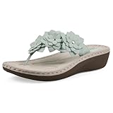 CLIFFS BY WHITE MOUNTAIN Women's Content Floral Sandal, Mint/Smooth, 7 M