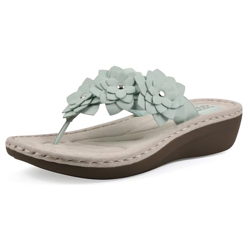 CLIFFS BY WHITE MOUNTAIN Women's Content Floral Sandal, Wint/Smooth, 11 W