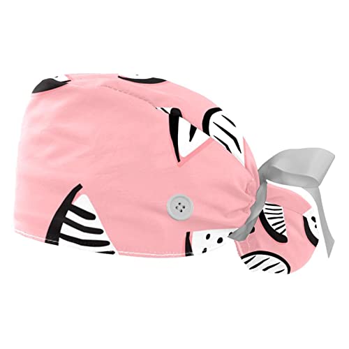 Chapeaux bouffants JDEZ à motif pastèque : lot de 2 casquettes de travail ajustables