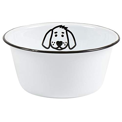 Vintage Style White Enamel Pet/Dog Food Water Bowl