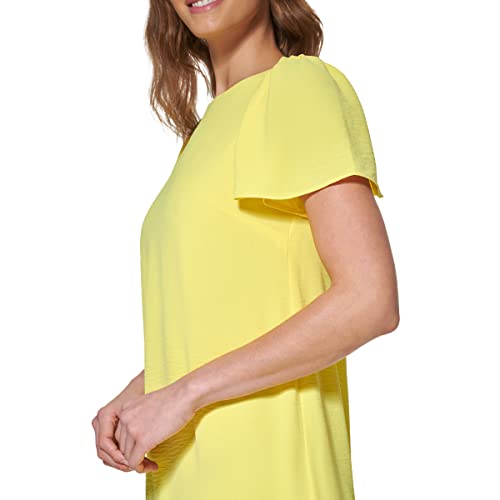 Image of DKNY Women's Flowy Short Sleeve Ruffle Hem Dress