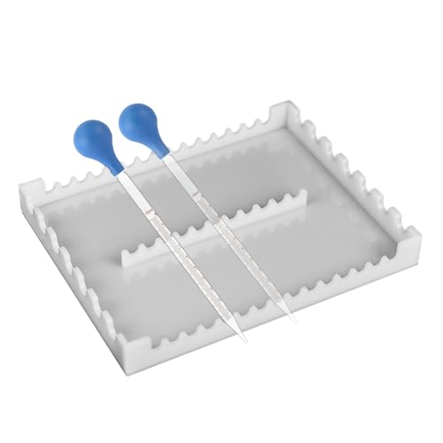 Kustimantu Akrylik - Support à pipettes - En acrylique - Support à 22 compartiments pour goutteurs en verre - 1 cm et 1,4 cm - Support pour ranger les accessoires de laboratoire