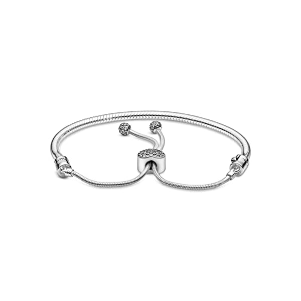 Pandora-Moments-Pave-Heart-Clasp-Snake-Chain-Slider-Bracelet-Compatible-Moments-Charms-Sterling-Silver-Cubic-Zirconia-Charm-Bracelet-for-Women-Gift-for-Her-28-cm-No-Gift-Box Pandora Moments Pavé Heart Clasp Snake Chain Slider Bracelet - Compatible Moments Charms - Sterling Silver & Cubic Zirconia Charm Bracelet for Women - Gift for Her - 28 cm, No Gift Box