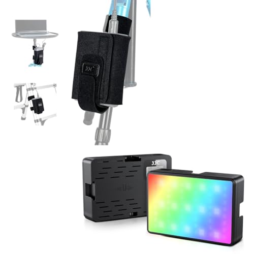 Image of JJC RGB Video Light+Equipment Mounting Strap for Power Bank on Tripod