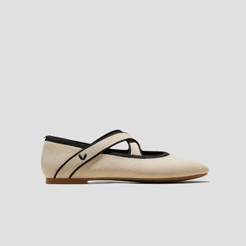 Image of VIVAIA Nia Women's Mary Jane Flats Shoe with Cross-Strap Style Almond Toe Comfortable Ballet Flats for Casual Daily Wear