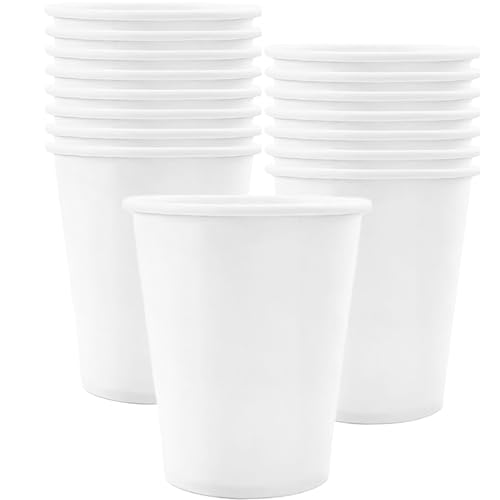 POPOYU MOMAHUA 16 Pièces Gobelets en Papier - Blanc Gobelets en Carton 25cl - Multicolores Tasses de Fête Solides et Épais - Pour Café, Thé, Boissons Froides - Fête Anniversaire Mariage Vacances