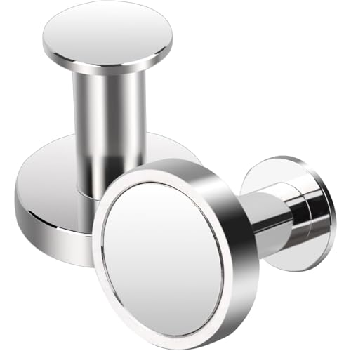 LSRVNM 2 Pack 36x40 mm Strong Neodymium Magnetic Hooks, Silver Neodymium Iron Boron Magnets for Kitchen, Office, Garage, Bathroom, Metal Surfaces