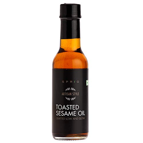 Sprig Toasted Sesame Oil |100% Natural | No artificial colours, flavor, additives or preservatives | Vegan, Kosher, Gluten free |Liquid Seasoning| Premium Finishing Oil |For Sautéing & Finishing| Enjoy with Noodles, Salads, Stir-fries, Sauces, Marinades | 125 g
