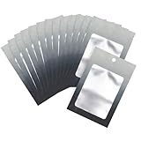 Photo Gallery 100 sacchetti richiudibili in mylar con chiusura lampo, colore sfumato, a prova di odore, con finestra trasparente, sacchetti per imballaggio per chicchi di caffè, caramelle, campioni di cibo (grigio Photo Gallery 100 sacchetti richiudibili in mylar con chiusura lampo, colore sfumato, a prova di odore, con finestra trasparente, sacchetti per imballaggio per chicchi di caffè, caramelle, campioni di cibo (grigio