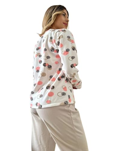 Pijama Feminino Adulto Calça e Blusa Manga Longa, Moletinho Flaneladio Estampado Sweet Dreams (BR, A