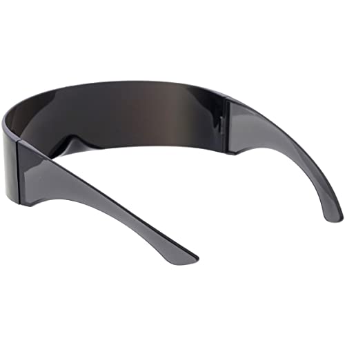 Image of zeroUV - 80s Futuristic Cyclops Cyberpunk Visor Sunglasses with Semi Translucent Mirrored Lens Shield Sunglasses