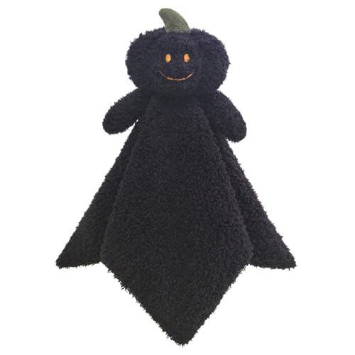 Image of Doindute Baby Black Pumpkin Soft Stuffed Animal Security Blanket, Plush Pumpkin Character Lovey Blanket, Baby Shower/Nursery Gift, Newborn Infant Toddler Snuggle Blankie for Boys Girls, 14 Inches