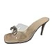 Sandali da donna, sandali estivi, piatti/tacchi alti, con strass, trasparenti, alla moda, in PVC, da donna, con tacchi alti, da snowboard, da donna, 39, beige., 36 EU