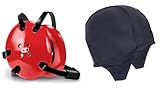 Cliff Keen Signature Wrestling Headgear Bundle with The Slicker Hair Covering (Scarlet/Black)