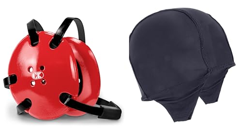 Cliff Keen Signature Wrestling Headgear Bundle with The Slicker Hair Covering (Scarlet/Black)