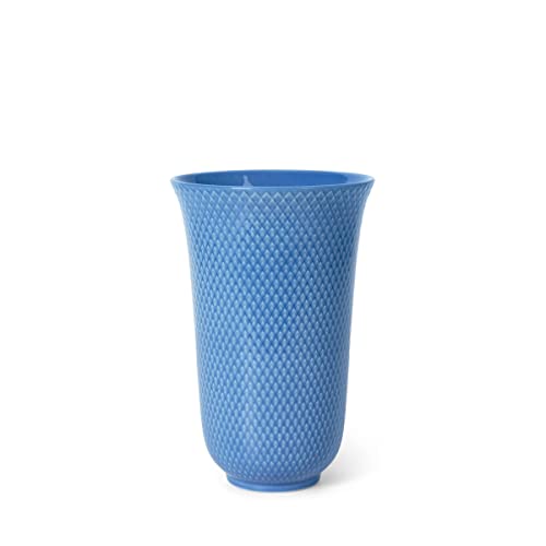 LYNGBY PORCELÆN Rhombe Colour Vase, Blue, 20 cm, Porcelain Vase with Relief Pattern, Decorative Flower Vase in Scandinavian Design for Fresh Flowers, Dried Flowers and Home Accessories, 201924