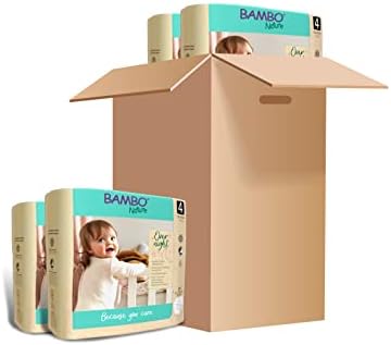 Bambo Nature Overnight Nappies, Eco-Friendly Nappies, Enhanced Leakage Protection For Dry Nights Sleep, Secure & Comfortable Overnight Baby Nappies, Ultra Absorption - Size 4 Nappies (7-14kg), 24PK
