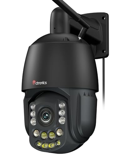Ctronics 4K Cámara Vigilancia WiFi Exterior, Zoom Óptico 3D 30×, Visión Nocturna 180 m, Auto Seguimiento, 60 Preajustes, WiFi Doble Banda, PC/App, Detección AI, NVR/FTP, 256GB SD/Cloud, Metal