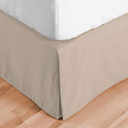 Taupe Brown Solid Color Pattern 15-inch Drop Bed Skirt Queen Size, Elegant Luxury Pleated Design Bedskirt/ Bed Valance, Fade & Wrinkle-Resistant, Modern Casual Style, Bold Color, Ultra-Soft Microfiber