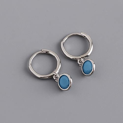 Dainty Bezel Hoop Earrings for Women Girls 925 Sterling Silver Hypoallergenic 6mm Round CZ Birthstone Charms Dangle Drop Cartilage Small Hoops Huggie Jewelry Cute Birthday Holiday Homecoming BFF Gifts4