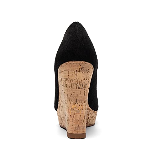 Mettesally Women's Platform Cork Wedges Heeled Sandals Round Closed Toe Slip On Office Elegant Dress Shoes4