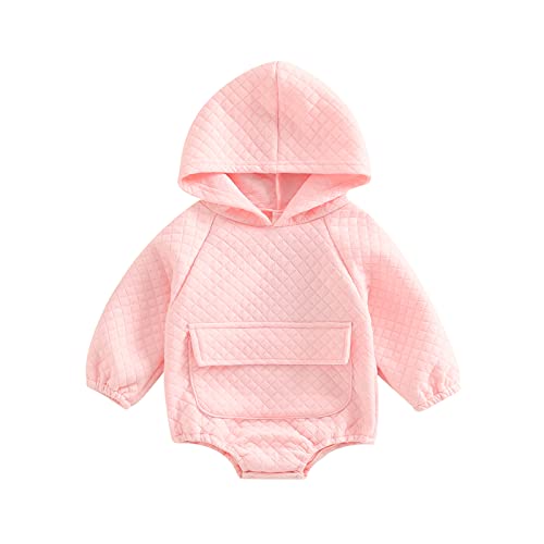 GNMKILUS Säugling Baby Junge Mädchen Rundhalsausschnitt Hoodie Sweatshirt Strampler Langarm Oversized Sweater Bodyusuit Pullover Top Herbst Winter Kleidung, Pink-d, 6-12 Monate Cover