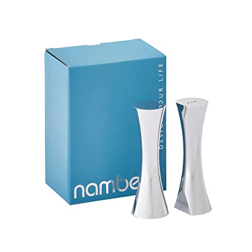 Nambe Kissing Salt & Pepper Shakers | 2-Piece Set | Kitchen Tool | Salt Sugar Spice Pepper Seasoning Bottle For Table, Rv, Camp, Bbq | 1.5-Ounce | Made Of Metal Alloy | Designed By Karim Rashid #TOP3