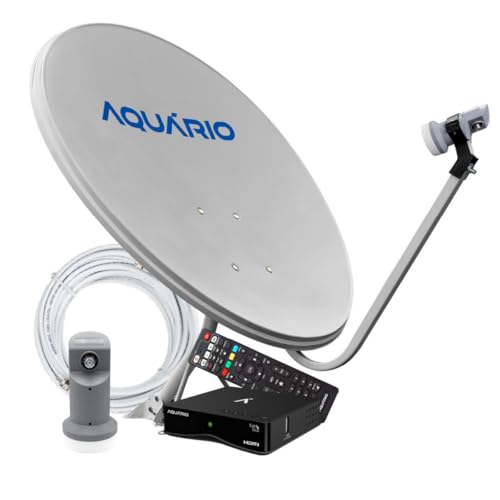 Aquario Kit Antena Parabólica DTH-9075, Digital, 75cm, Banda Ku, Receptor Satélite, LNBF Universal, Cabo Coaxial 75 Ohms 15m