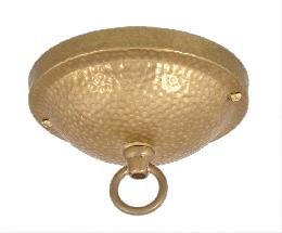 Image of B&P Lamp Hammered Arts & Crafts Style Ceiling Light Canopy Plate, Unfinished Brass