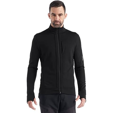 Icebreaker Merino Herren Quantum Iii Pullover, langärmelig, Wolle, mit durchgehendem Reißverschluss Sweatshirt, schwarz, Medium Cover