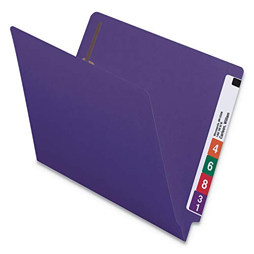 Image of Smead End Tab Fastener File Folder, Shelf-Master Reinforced Straight-Cut Tab, 2 Fasteners, Letter Size, Purple, 50 per Box (25440)
