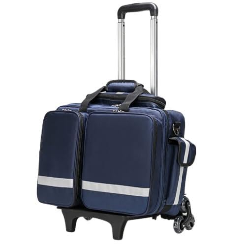 Professionelle medizinische Trolley-Tasche mit Rädern für EMT, EMS, Sanitäter, großes Fassungsvermögen, wasserdicht, mit internen Trennwänden für organisierte Erste-Hilfe- und Notfallreaktion, B