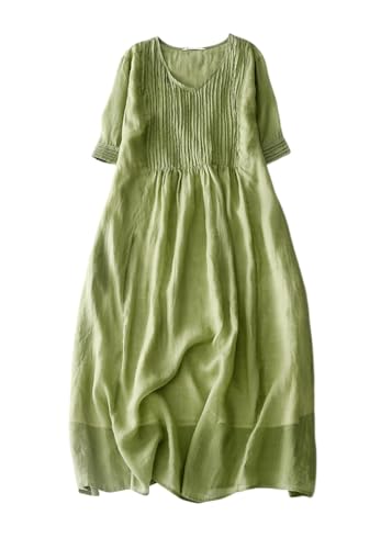 Robe lin longue col en V ORANDESIGNE ample pour été