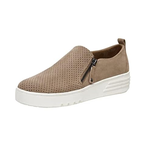 CUSHIONAIRE Women's Nissa Casual Zipper Slip On with +Memory Foam & Wide Widths Available, Taupe 8 Cover