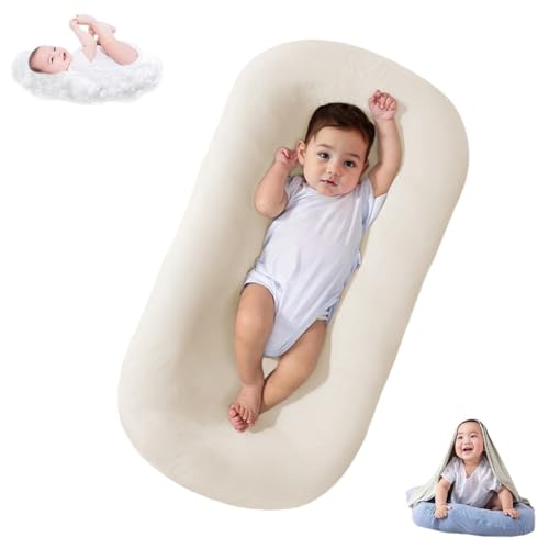 Image of Lucakuins Baby Lounger, Bionic Design Baby Lounger for Newborn 0-24 Months, Soft Organic Cotton Breathable Lounger for Infants (Bluebell)