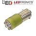 LED Mini Bayonet Base Bulb, T3? Ba9s, Hi-Eff Yellow, 17VF@30mA, Ext.Res.Reqd., 5/Pkg