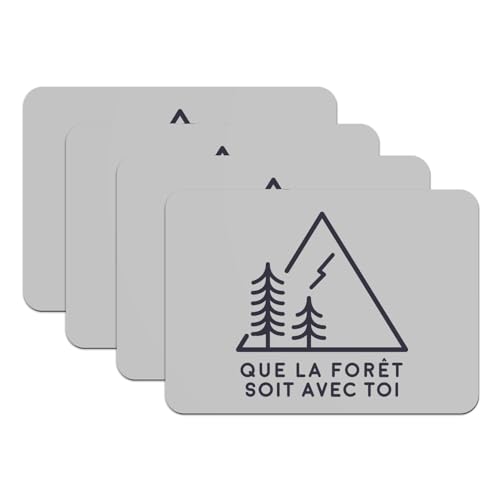 Sets de table écologie caoutchouc gris grand format 4 dessous de plat forêt