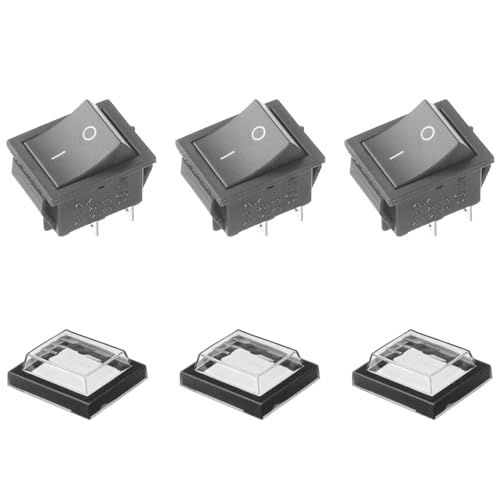 KCD4 Boat Rocker Switch 4 Pin 2 Position Rocker Toggle Switch ON/Off AC 125V/20A 250V/16A DPST Snap in Boat Rocker Toggle Switch with Waterproof Silicone Cover, 3Pcs