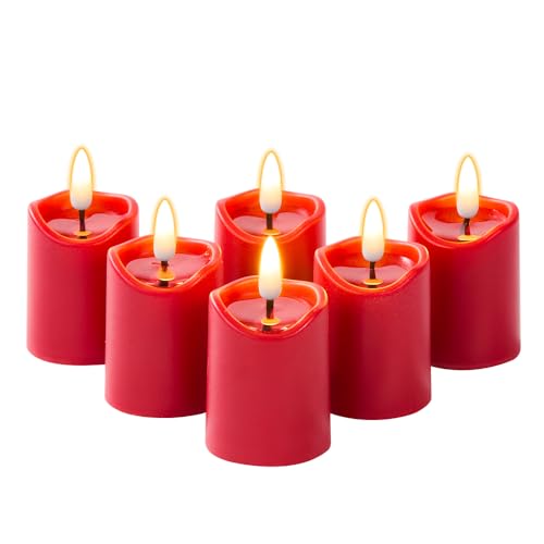 Simplelight Red Flameless Votive Candles with Timer Set of 6