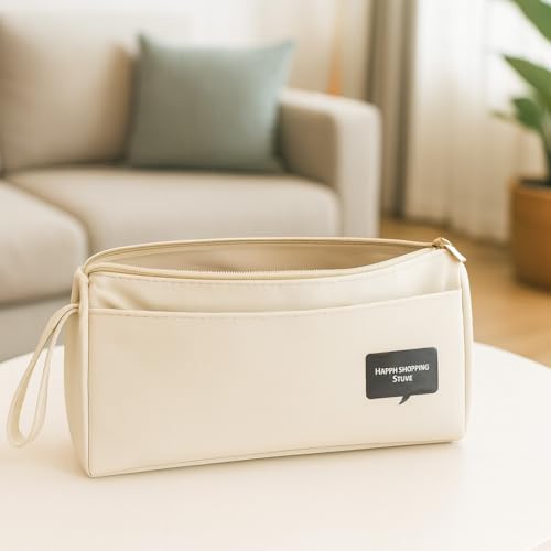 Image of Stylish White Zipper Pencil Pouch, Designed for Students, Office use, and Daily Carry (Set of 1 White)