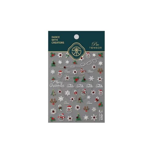Image of 5D Embossed Christmas Nail Art Stickers for Nails Art Santa Claus Snowflake Nail Decals Xmas Winter Self Adhesive Rhinestone with Design for Women Manicure Supplies Decorations Accessories